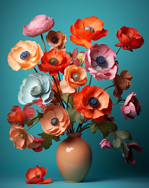there is a vase with a bunch of flowers in it generative ai