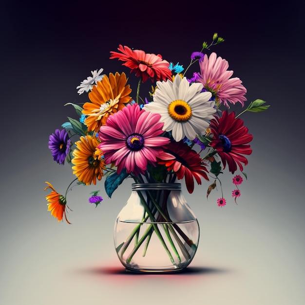 There is a vase with a bunch of flowers in it generative ai