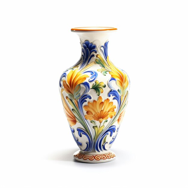 There is a vase with a floral design on it generative ai