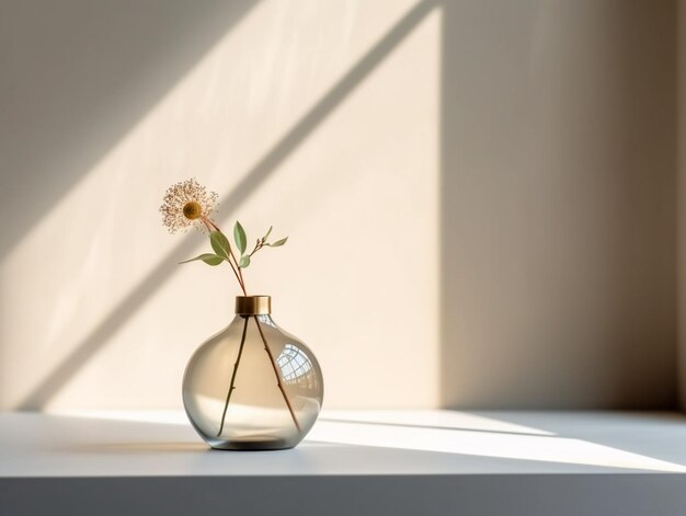 There is a vase with a flower in it sitting on a table generative ai