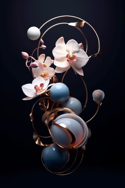 there is a vase with flowers and eggs in it on a table generative ai