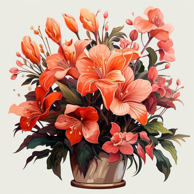 there is a vase with flowers on a table with a white background generative ai