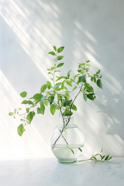 there is a vase with a plant in it on a table generative ai