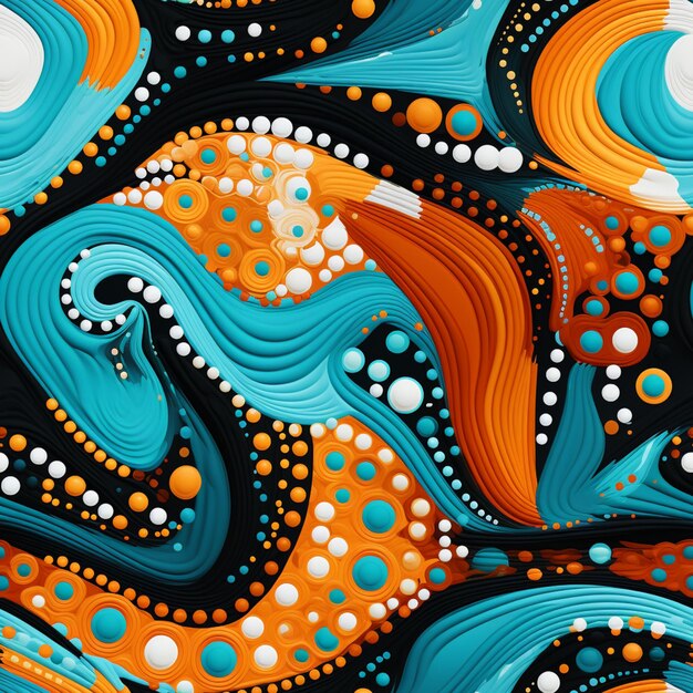 there is a very colorful abstract painting of a wave and bubbles generative ai