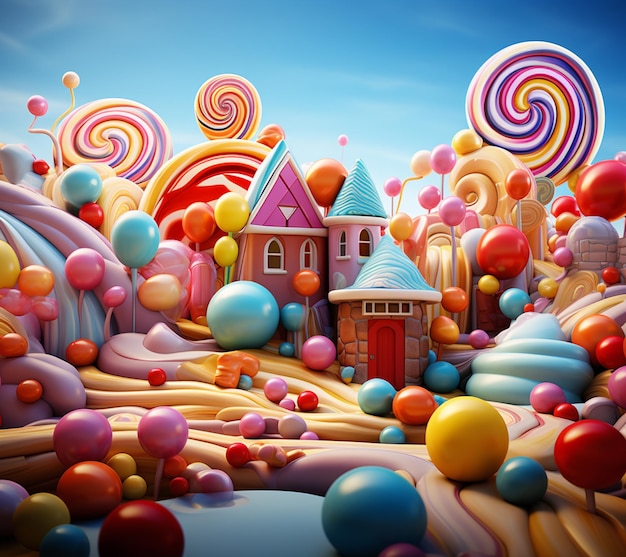 Premium AI Image  Gumball House beautiful candyland sweets