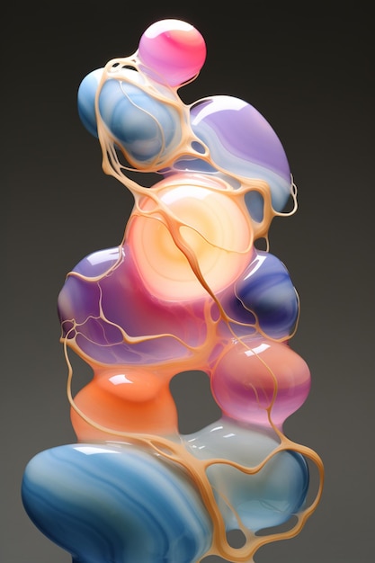 Foto c'è una scultura molto colorata fatta di vetro e rocce generativa ai