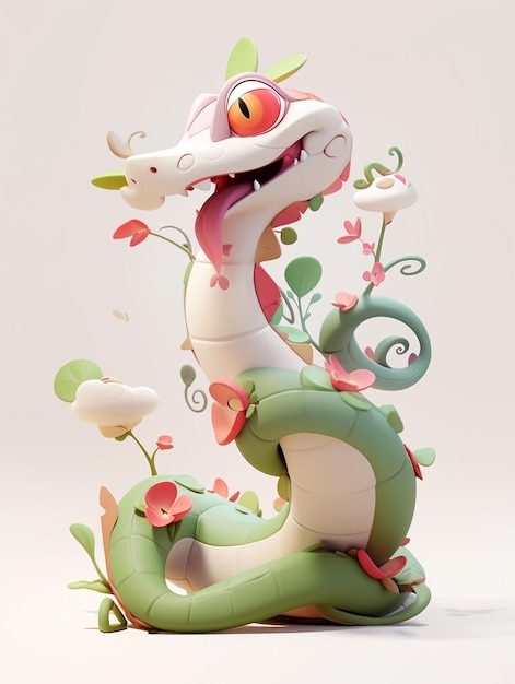 There is a very cute dragon statue with a flower on it generative ai