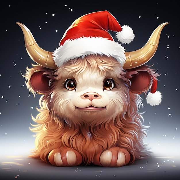 there is a very cute little animal wearing a santa hat generative ai