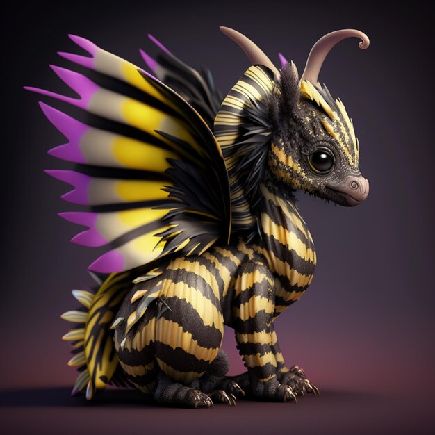 There is a very cute looking dragon with a very big wing generative ai