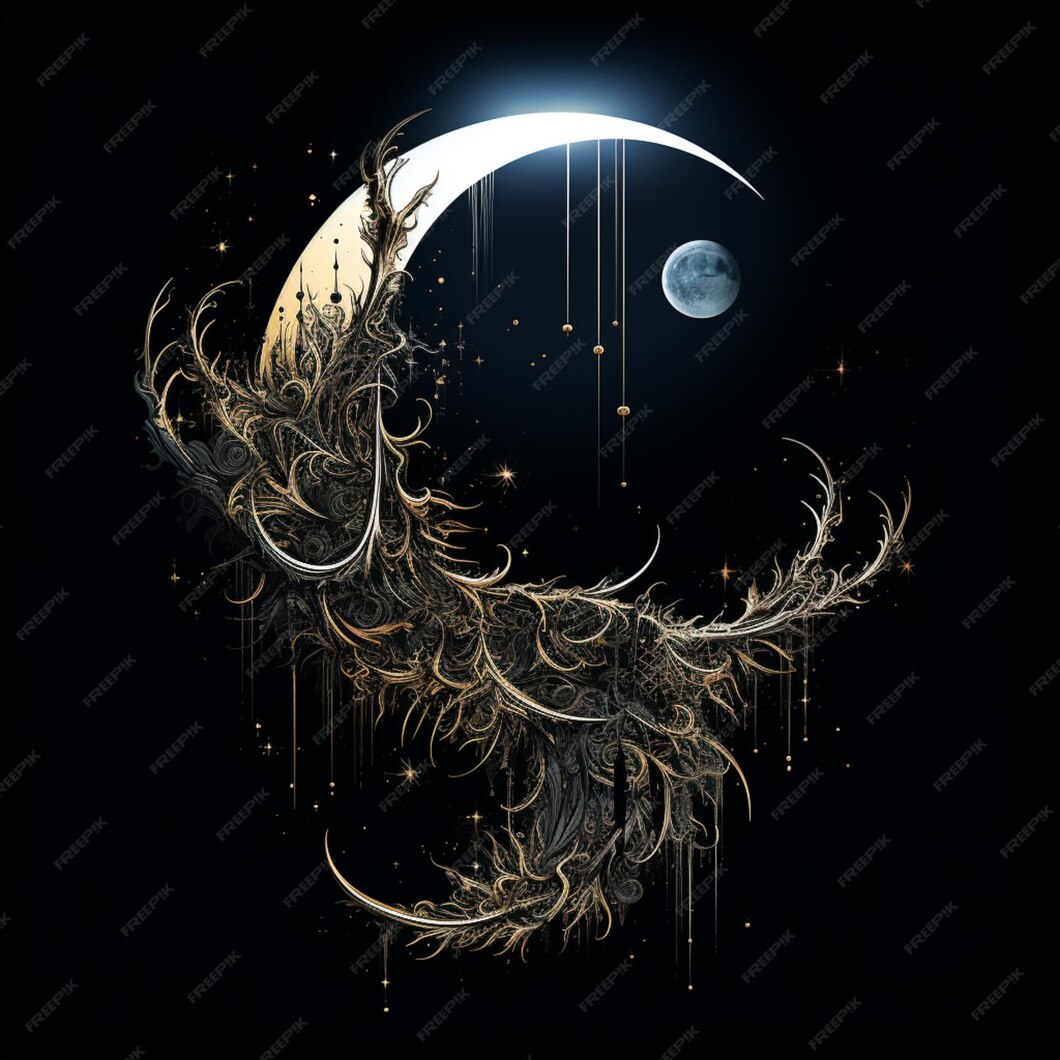 Premium Photo There is a very intricate design on the moon with a black background generative ai
