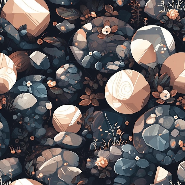 There is a very large amount of rocks and flowers in the field generative ai