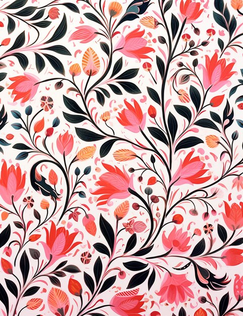 There is a very pretty floral pattern on a white background generative ai
