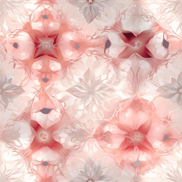 There is a very pretty pink and white flower pattern on the wall generative ai