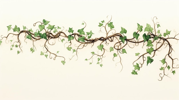 there is a vine with green leaves on it on a white wall generative ai