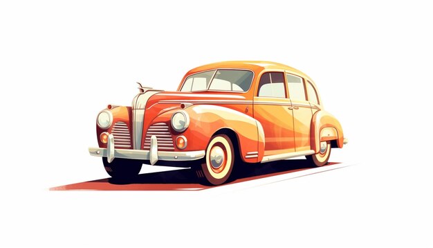 There is a vintage car that is painted in orange and white generative ai