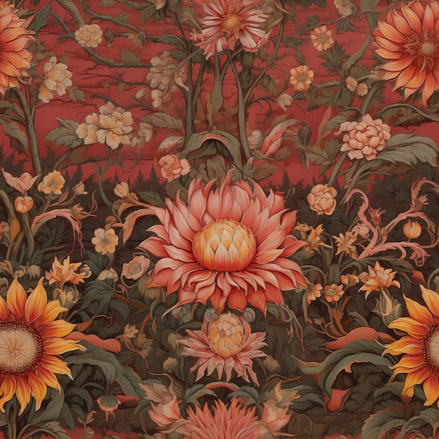 there is a wallpaper with a bunch of flowers on it generative ai