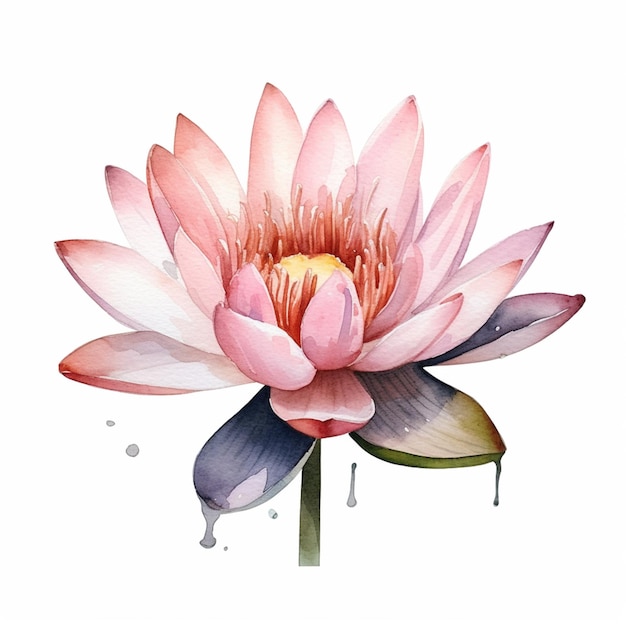 There is a water lily with a drop of water on it generative ai