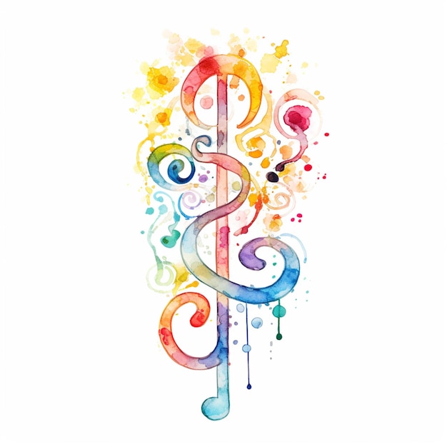 Foto c'è un disegno ad acquerello di una nota musicale con un generativo di treble ai