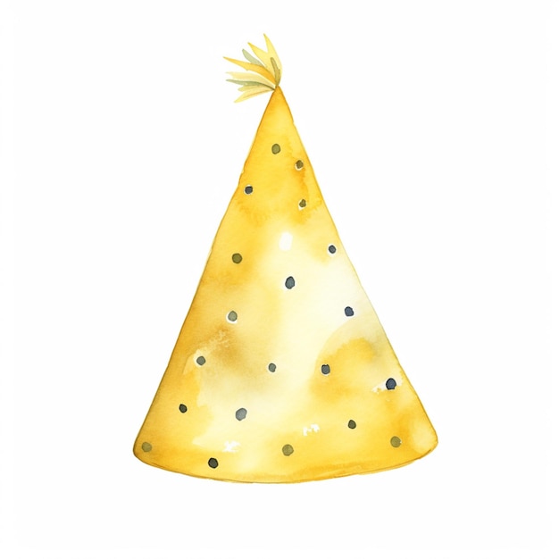 there is a watercolor drawing of a party hat with polka dots generative ai