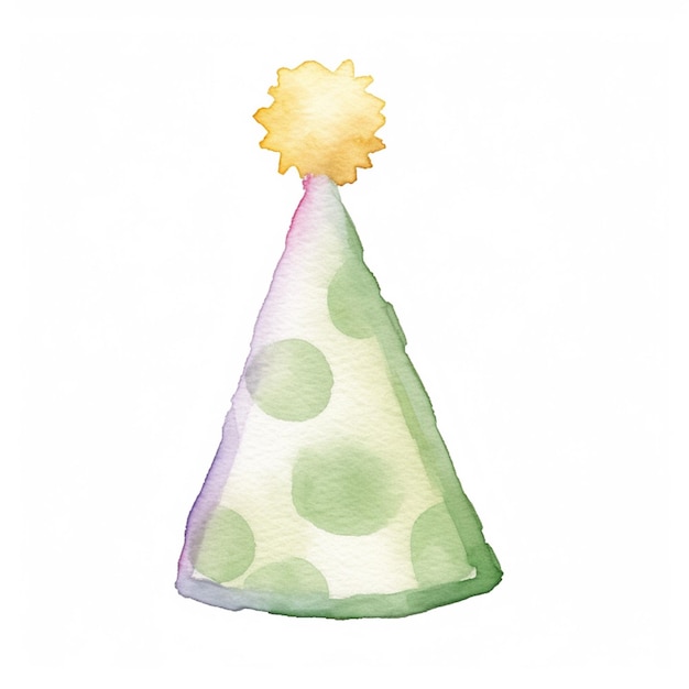 Photo there is a watercolor drawing of a party hat with a star on top generative ai