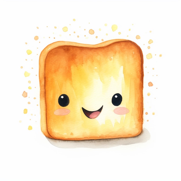 there is a watercolor drawing of a toast with a smile generative ai