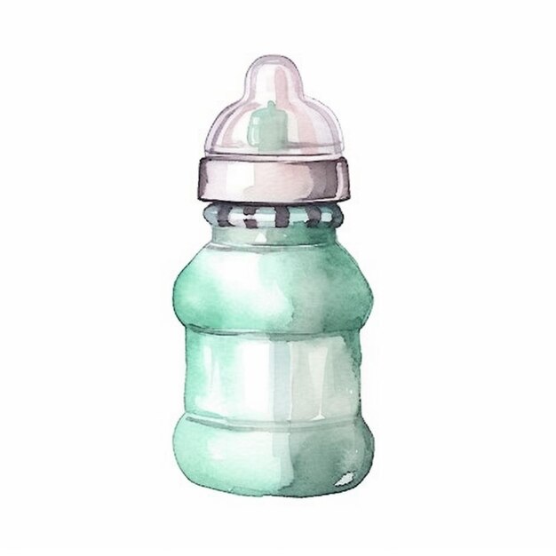 there is a watercolor painting of a baby bottle with a baby bottle in it generative ai