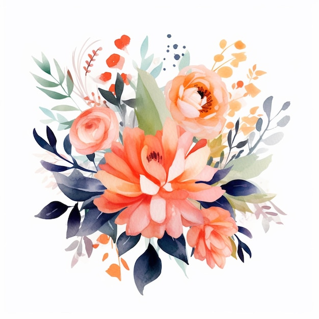 There is a watercolor painting of a bouquet of flowers generative ai