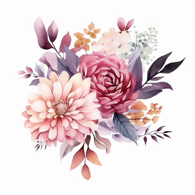 there is a watercolor painting of a bouquet of flowers generative ai