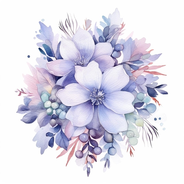 There is a watercolor painting of a bouquet of flowers generative ai