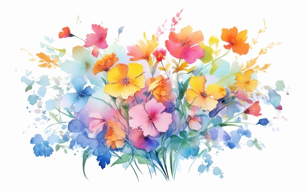 There is a watercolor painting of a bouquet of flowers generative ai