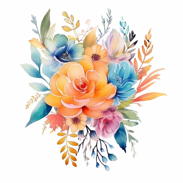 There is a watercolor painting of a bouquet of flowers generative ai