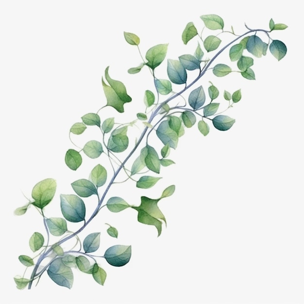 Photo there is a watercolor painting of a branch of a plant generative ai