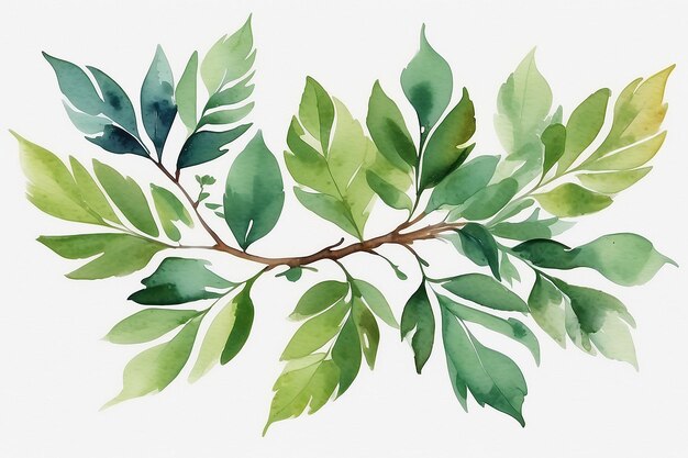 Photo there is a watercolor painting of a branch with leaves generative ai