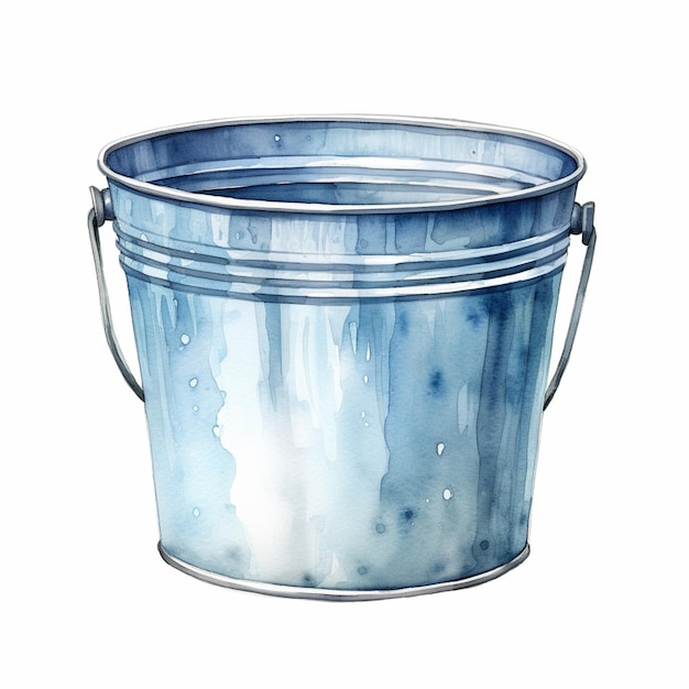 Photo there is a watercolor painting of a bucket with a handle generative ai