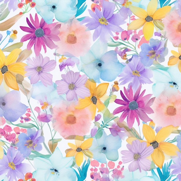 There is a watercolor painting of a bunch of flowers generative ai