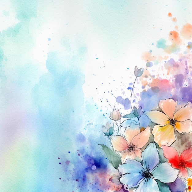 There is a watercolor painting of a bunch of flowers generative ai