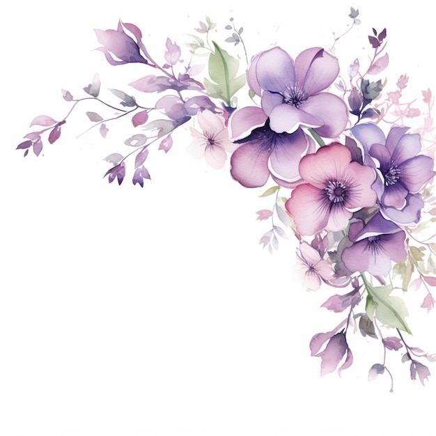 Premium AI Image | There is a watercolor painting of a bunch of flowers ...