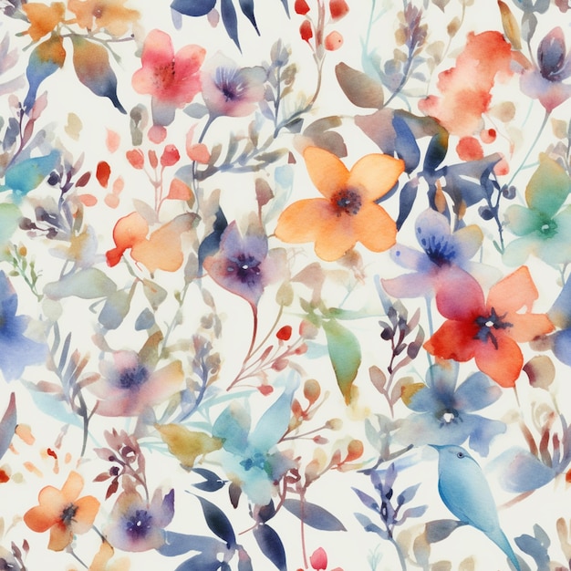 There is a watercolor painting of a bunch of flowers generative ai