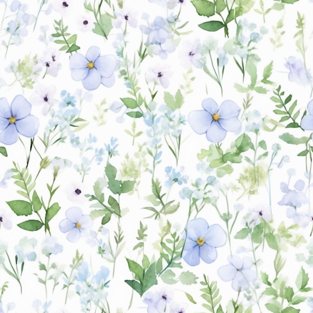 there is a watercolor painting of a bunch of flowers on a white background generative ai