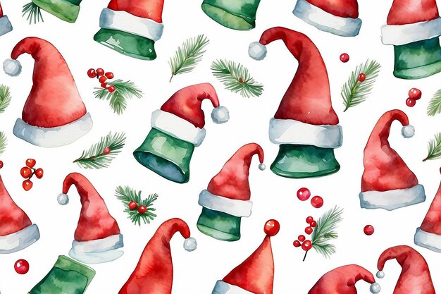 There is a watercolor painting of a christmas hat on a white background generative ai