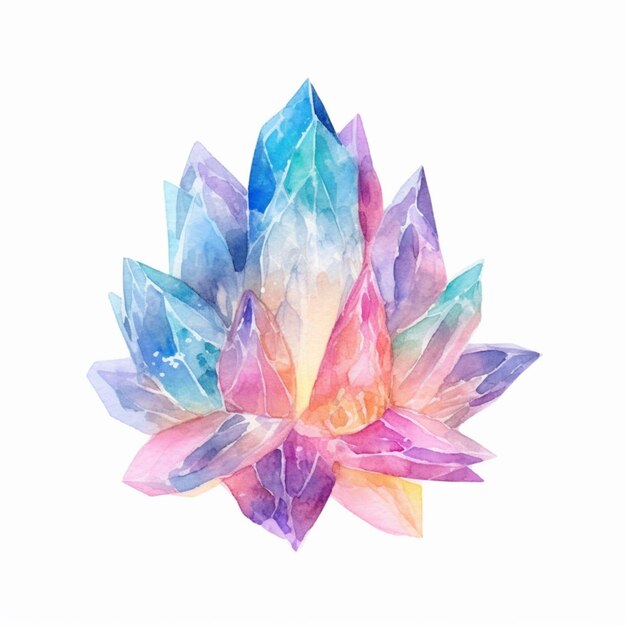 There is a watercolor painting of a colorful flower with a white background generative ai