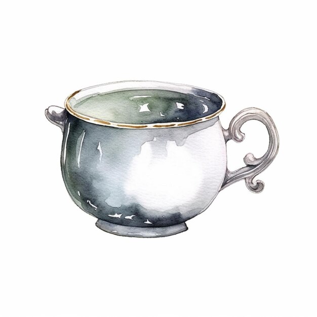 Photo there is a watercolor painting of a cup with a handle generative ai