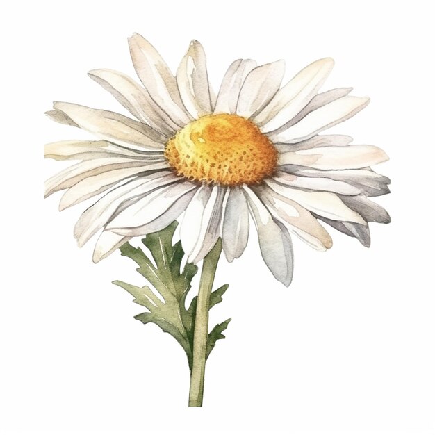 there is a watercolor painting of a daisy flower on a white background generative ai