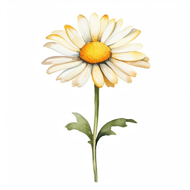 Photo there is a watercolor painting of a daisy flower on a white background generative ai