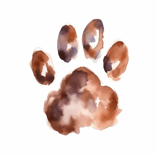 Photo there is a watercolor painting of a dog paw print generative ai