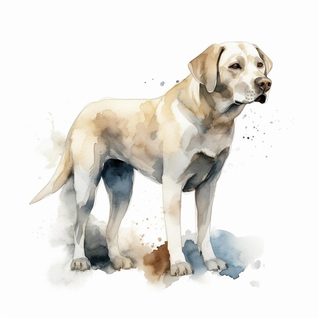 Foto c'è un dipinto ad acquerello di un cane in piedi sul terreno generativo ai