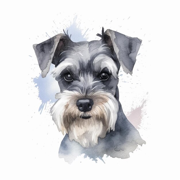 there is a watercolor painting of a dog with a white background generative ai