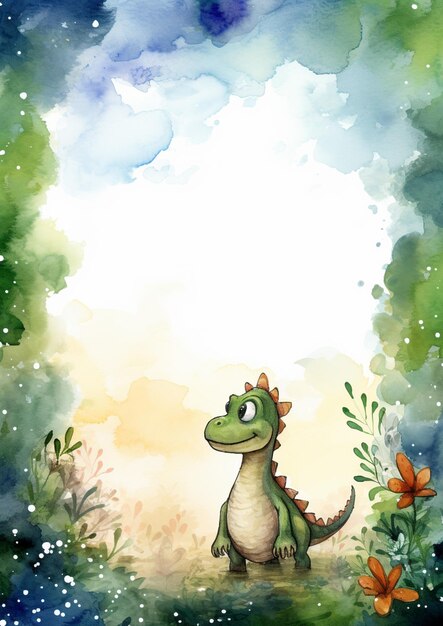 there is a watercolor painting of a dragon in the woods generative ai