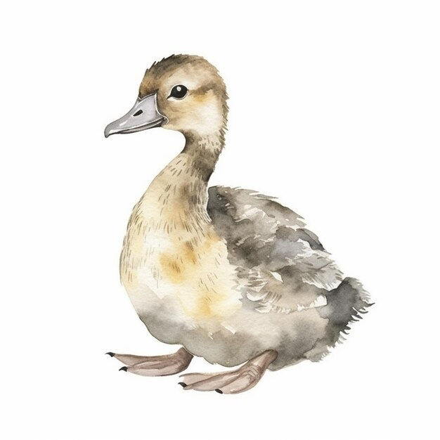 there is a watercolor painting of a duck on a white background generative ai