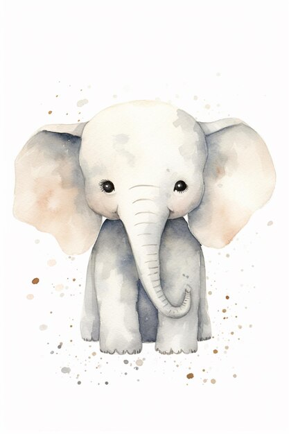 there is a watercolor painting of an elephant with a big tusk generativ ai